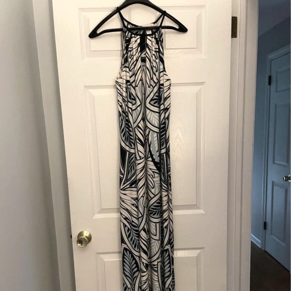 Size 14 Halter Blue “Hawaiian” Print Dress